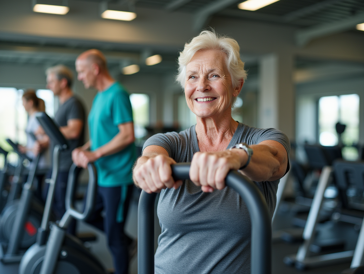 Активна людина під час кардіо тренування